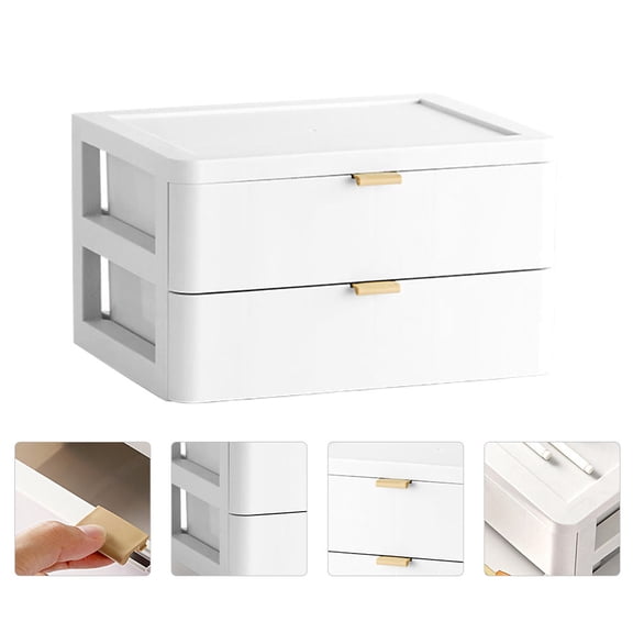 IBASETOY 1Pc Multi Layer Drawer Type Home Storage Container in White Durable PP Plastic for Desk Organization