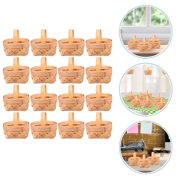 16Pcs Mini Woven Baskets with Handle Candy Gift Box Party Favor Container
