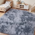 thumbnail image 3 of Nefoso Shag Area Rug, 4ft x 6ft Soft Fluffy Tie-Dye Area Rugs for Living Room Bedroom Decor Carpet, Blue & Grey, 3 of 13
