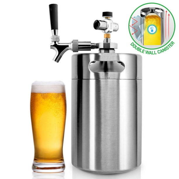 NutriChef PKBRTP299 Homebrew Double Wall Mini Keg Beer Dispenser