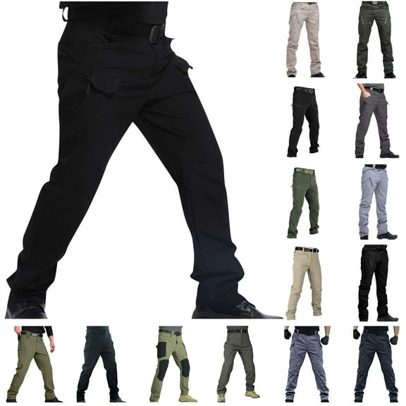 QATAINLAV Men's Ripstop Tactical Pants Big and Tall Stretch Cargo Pants Outdoor Lightweight Hiking Work Pants Plus Size Trousers with Pockets Black XXL