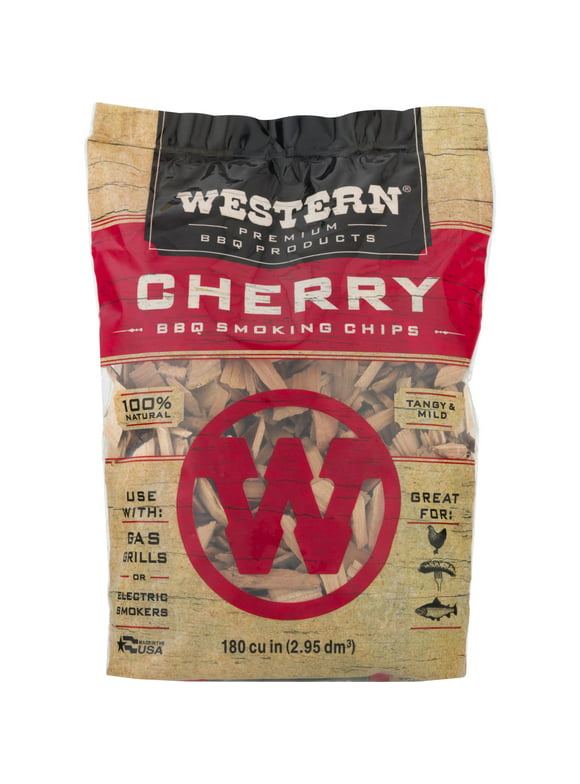 Western Premium BBQ Products Cherry BBQ Smoking Chips, 180 Cu in