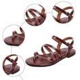 thumbnail image 6 of Rokment Womens Fisherman Flat Flip Flops Sandals Stylish Casual Leather Ankle Strap Strappy Low Heel Walking Dress Sandals Beach Summer Footwear Wine Size 8, 6 of 8