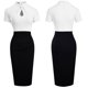 thumbnail image 4 of Vestido retro formal de manga corta con cuello redondo y estampado calado para mujer Fridja  bnh2376, 4 of 7