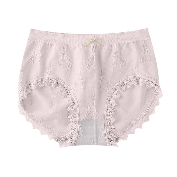 Fgnfyis Ladies Panties Women Sexy Underwear Bow Tie Bikini Panties Lace Low Waist Rise Hipster Cotton Breathable Panties Women's Underwear Pink One Size