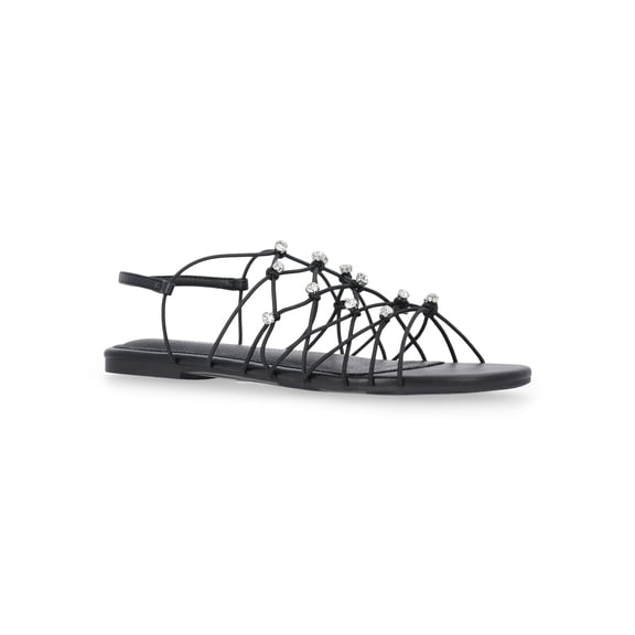 No Boundaries Caged Flat Sandals, Women's