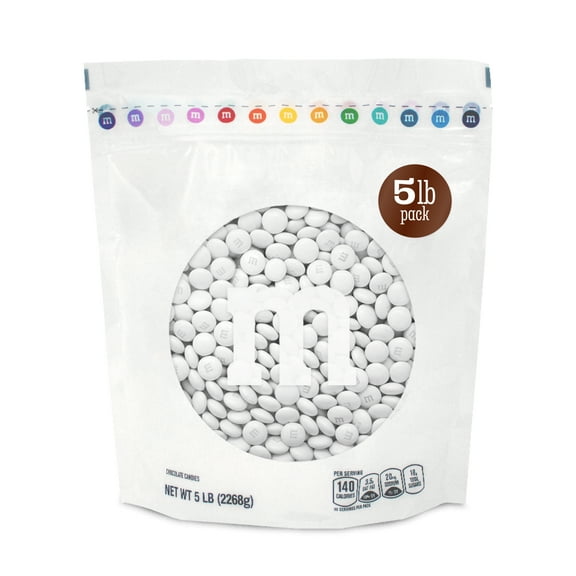 M&M'S World White Milk Chocolate Candy 5lb Bag for Celebrations and Party Favors