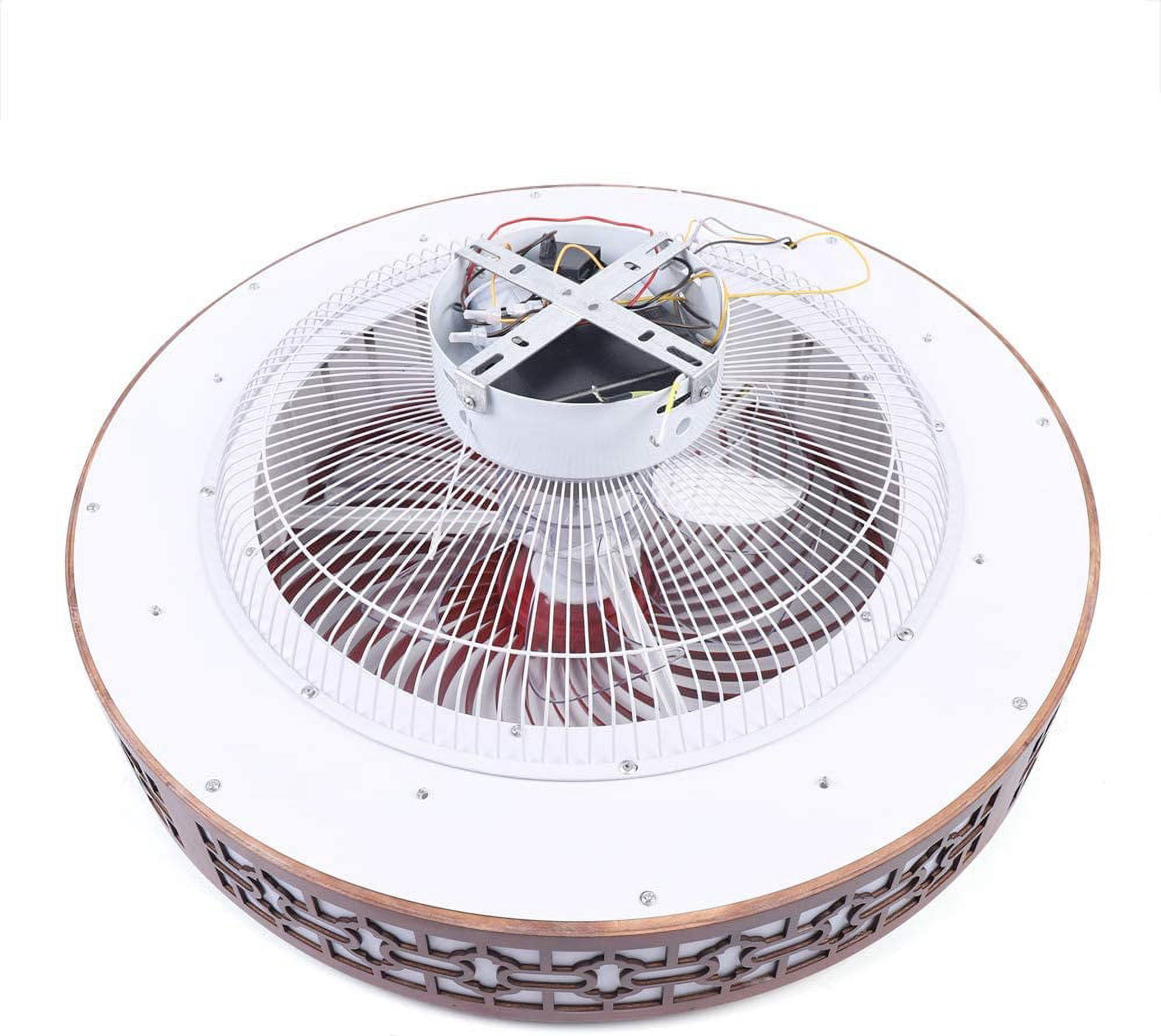 FETCOI 22 Inch Ceiling Fan with Lights, Chinese Style Invisible Flush Mount Chandelier Fan with Remote Control 2-Color 3-Speed for Living Room, Bedroom