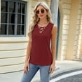 thumbnail image 4 of Zoeecloth Womens Cotton Sleeveless Tops Solid Color V Neck Tees Shirts S-XXL Summer Casual Fashion loose Vest, 4 of 9