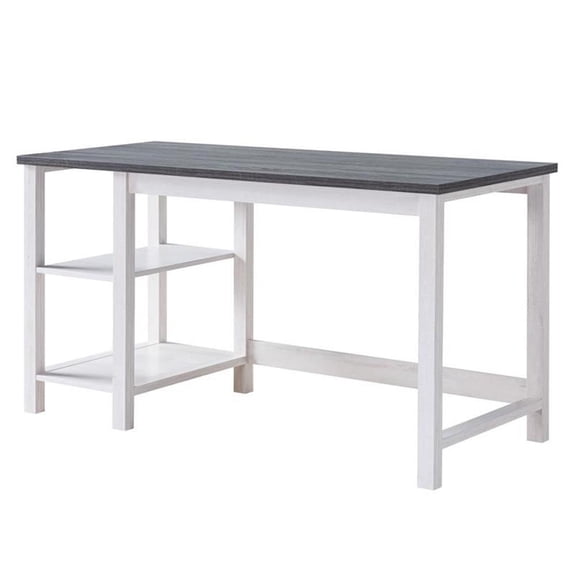 Furniture of America Cressida Modern Wood Desk with Shelves in White Oak