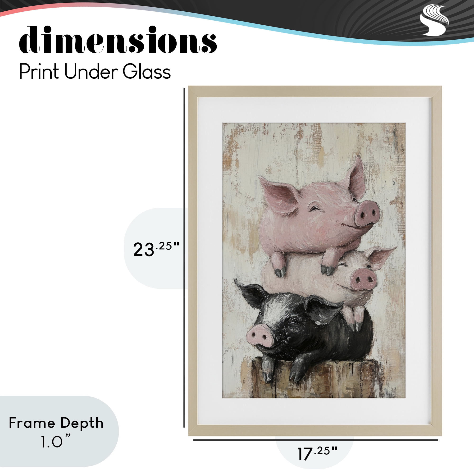 Stupell Industries Pig & Piglet Pile Birch Framed Print Under Glass, design by Tina LeCour