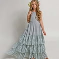 thumbnail image 2 of Cnuiaeg Girls Sleeveless Lace Maxi Dress with Ruffled Layers,Color Grey,Size 11-12 Years, 2 of 3