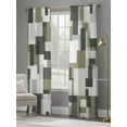 thumbnail image 4 of Retro Splicing Modern Art Sheer Curtains 108 Inches Long 2 Panels Green Gray Watercolor Light Filtering Semi Sheer Window Curtains Drapes for Bedroom Living Room 52"x108", 4 of 7