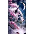 thumbnail image 1 of Sakura Tree Moon Mosaic Embroidery Wild Animals Rhinestone Pictures Wall Decor, 30*40 cm, frame not included.,8, 1 of 4
