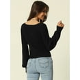 thumbnail image 4 of DARING DIVA Square Neck Ribbed Knit Pullover Sweater Top XL Black, 4 of 6