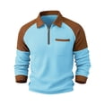 thumbnail image 6 of Aimik Polo Shirts for Men Long Sleeve Quarter Zip Color Block Shoulder Casual Waffle Knit Tops Fall Winter Textured Collared Shirt, 6 of 6