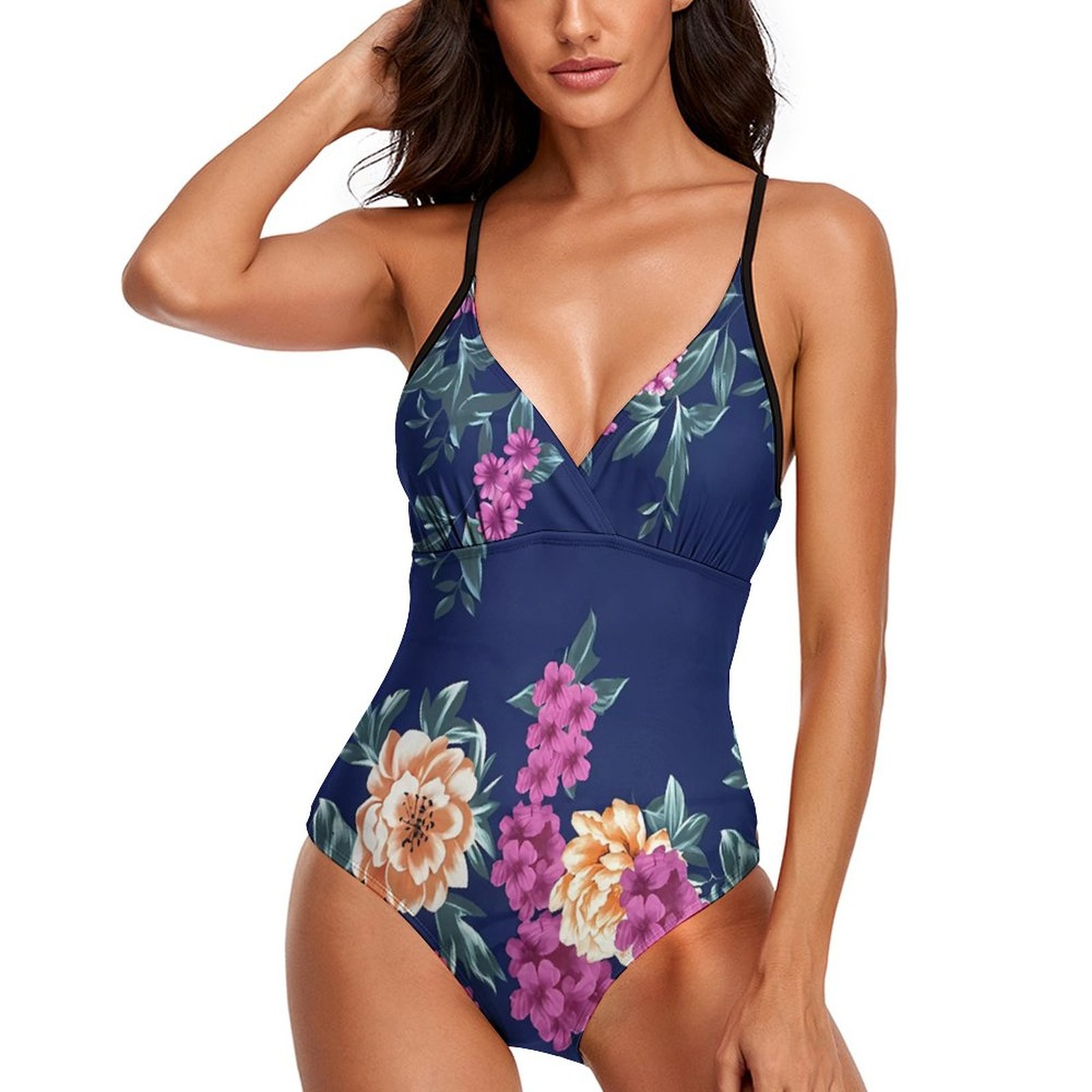 Wiueurtly Women 1 Pieces Control V Neck High Waisted Bathing Suit Wrap