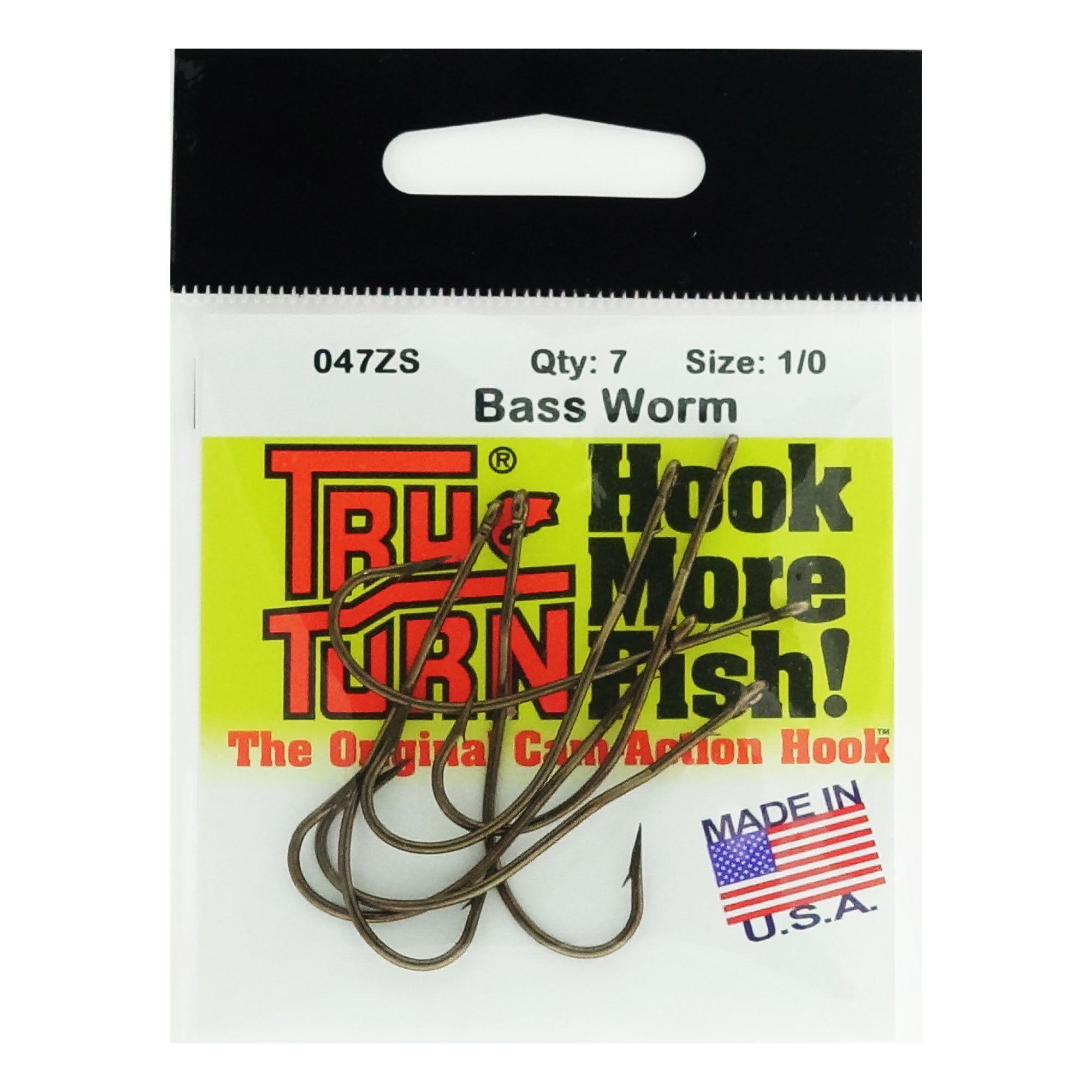 Tru Turn Hook Size 1/0 Bronze Bass Worm 7 Hooks per Bag