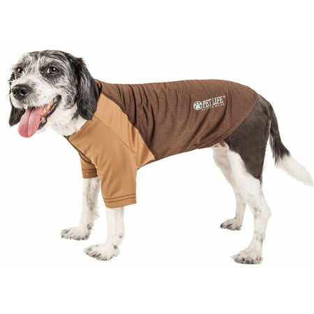 Pet Life Active Hybreed 4-Way Stretch Two-Toned Performance Dog T-Shirt Brown Large