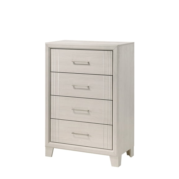 Newboti Furniture 1pc Contemporary Four-Drawers Chest Bed Side Cabinet Wooden Furniture White/Beige Color BN.1271