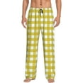 thumbnail image 2 of Goofa Yellow Checkboard Printed Soft Pajama Pants for Men, Wide Leg Comfy Casual Lounge Yoga Pants-Large, 2 of 9