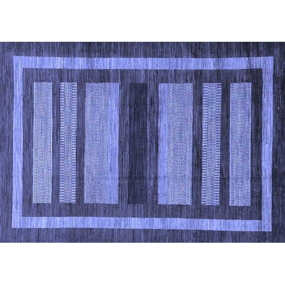 Ahgly Company Machine Washable Indoor Rectangle Abstract Blue Modern Area Rugs, 8' x 12'