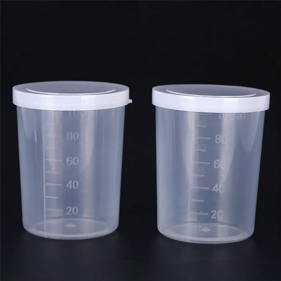 Plastic graduated laboratory bottle test measuring 100ml container cups with cap