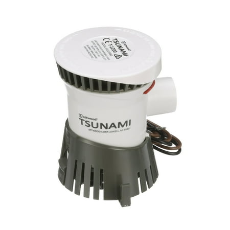 Attwood 4612-7 Tsunami T1200 Bilge Pump, 1200 GPH, 12-Volt, Barbed 1 1/8-Inch Diameter Outlet, 29-Inch Wire