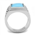 thumbnail image 3 of Luxe Jewelry Designs Men's High Polished Stainless Steel Ring with Synthetic Sea Blue Turquoise -, 3 of 4