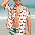 thumbnail image 5 of Yiaed Dachshund Walking Print Hawaiian Shirt for Men Short Sleeve Button Down Shirts Beach Shirts for Men-Large, 5 of 5