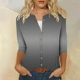thumbnail image 2 of Nmnitkp Cartigan Light and Comfortable Womens Round Neck 3/4 Sleeve Tops Button Layered Color T-Shirts Solid Loose Cute Tunic Tee Blouses, 2 of 7