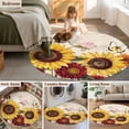 thumbnail image 5 of Round Rugs 3Ft, Sunflower Round Area Rug Washable Indoor Throw Carpet, Farmhouse Rose Floral Vintage Butterfly Small Non Slip Circle Rug for Bedroom Living Room Home Decor Aesthetic, 5 of 8