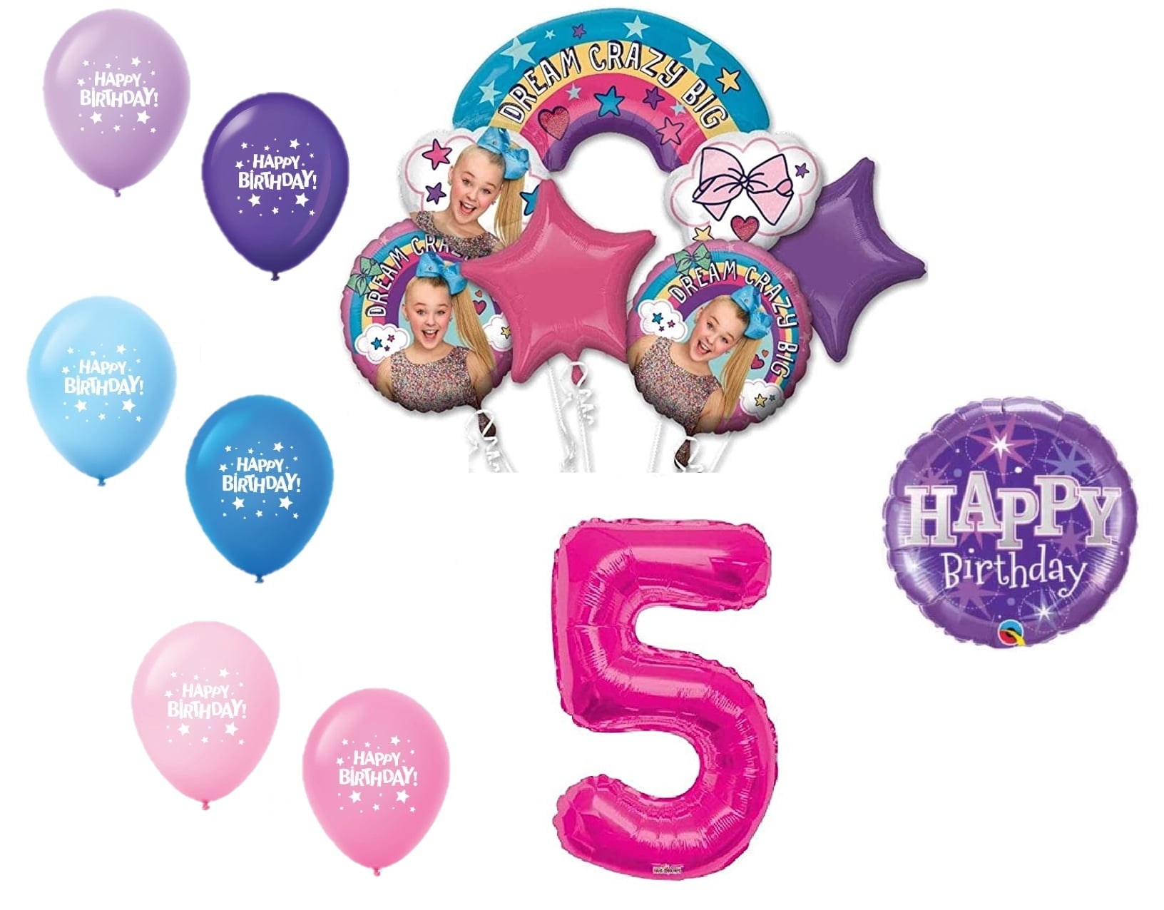 JoJo Siwa 5th Birthday Rainbow Decoration Balloon Bundle Set - Kids