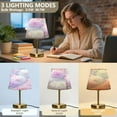 thumbnail image 3 of Modern Minimalist Cone Desk Lamp Antique Bronze Base & Linen Shade Bedside Table Lamp for Bedroom Living Room, Office, Dorm Cute Pastel Watercolor Floral Small, 3 of 7