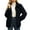 Black, variant on Women's Long Sleeve Full Zip Soft Warm Fleece Jacket Stand Up Collared Loose Solid Color Checkered Plush Cardigan Coat Soft Trendy Winter Coat White M