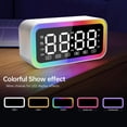 thumbnail image 5 of Big Digital Dual Alarm Clock, Bluetooth Speaker with HIFI Stereo, Compact Clock for Bedroom, Colorful LED Lights, USB Charger, LED Display Digital Alarm Clock for Teens Girls Boys (White), 5 of 6