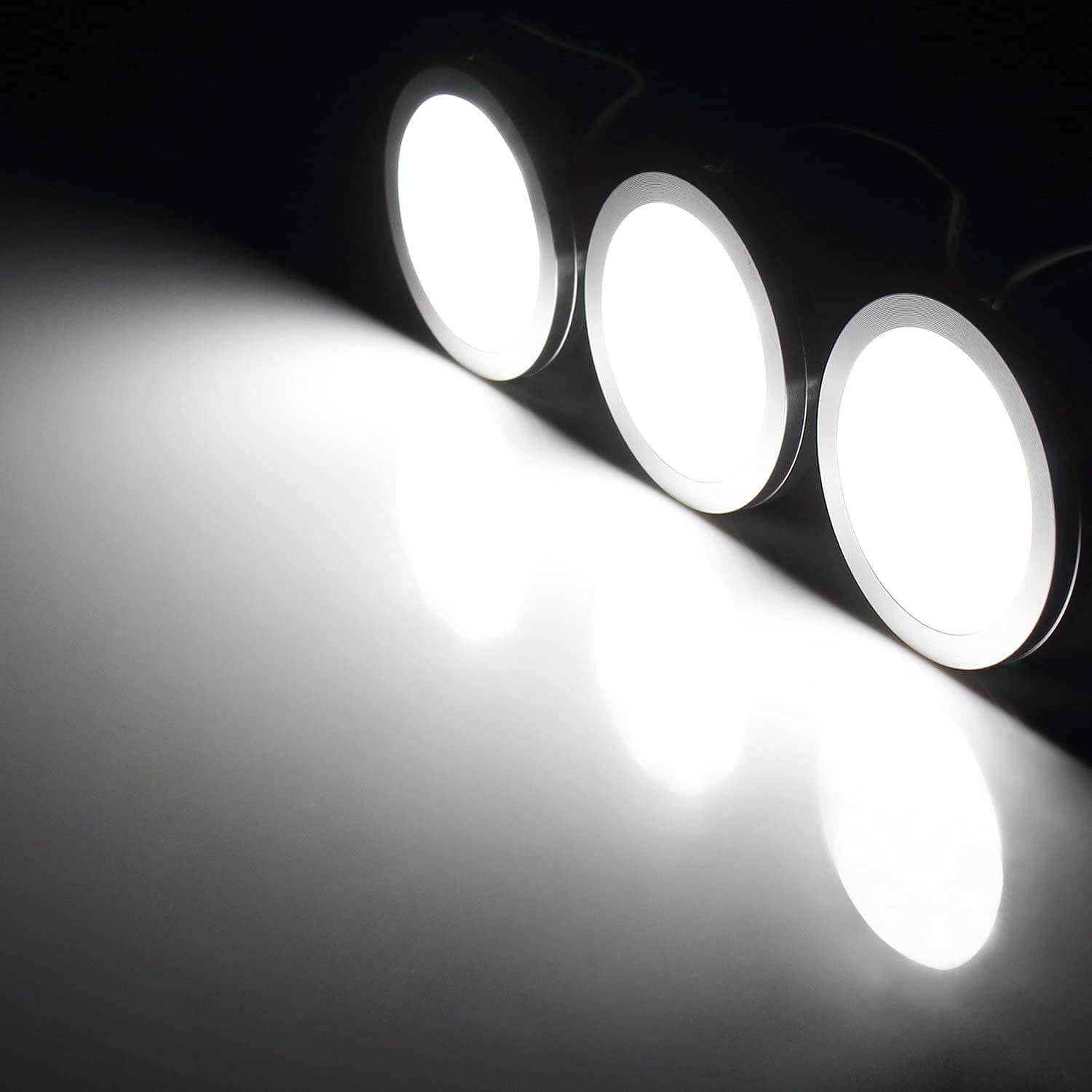 LED Puck Lights, Set of 6, White Dimmable Under Cabinet Lighting, Led Under Counter Lighting for Kitchen Closet, Bookcase, Shelf, All Accessories Included (6Pack, White)