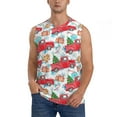 thumbnail image 2 of Lsque Watercolor Red Truck And Fir Tree Print Men's Cotton Blend Sleeveless Muscle Shirts (S-3XL)- Moisture Wicking, Odor Protection, UPF 30+,X-Large, 2 of 8