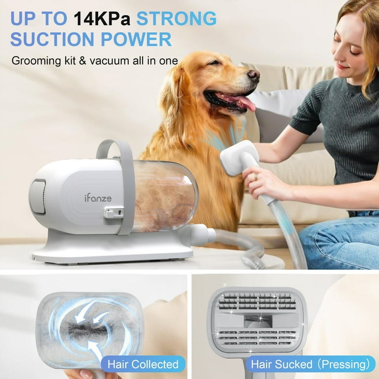 Ifanze 14KPa Silent Pet Vacuum & Grooming Kit, Hair Suction