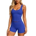 thumbnail image 2 of ZyeKqe 2 Piece Workout Sets for Women Square Neck Cropped Tank Tops Tight Gym Shorts Casual Sports Yoga Tracksuits, 2 of 8