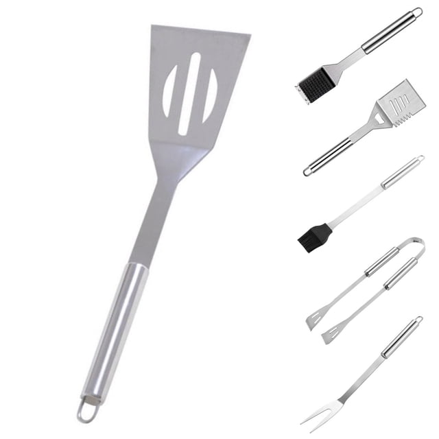 Dossier de Cuisson BBQ Poignée Ergonomique Acier Inoxydable Résistant à la Chaleur Spatule de Cuisine Outils Fourniture Extérieure
