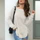 thumbnail image 2 of Mujeres suéter de punto manga larga split hem crewneck dobladillo curvado suelta otoño superior para invierno otoño, 2 of 5