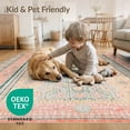 thumbnail image 4 of ODIKA 8'x10' Washable Area Rug Non-Shedding, Easy Care, Peach Vintage Stripe Boho Scroll Bordered Trellis Distressed for King Size Bedroom Under Bed, Master Suite, 4 of 7