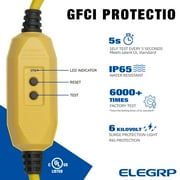 ELEGRP 15A Manual Reset Inline GFCI Extension Cord 3FT 12/3 SJTW Heavy Duty Cable 3 Wires 3 Prongs Grounded Plug with 3 Electrical Outlets, Indoor and Outdoor Christmas Light,Broom Tail Design,UL