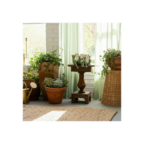 Ceramic Frog Planter Pot - Hand-Painted Garden Decor - Whimsical Animal Succulent Holder - Indoor Outdoor Use - 7" Green