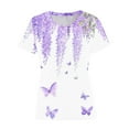 thumbnail image 4 of Summer Tops for Women Boho Floral Elegant Tunics Short Sleeve Basic Tees Round Neck Loose Fit Crew Neck Blouse and Shirts Women T-Shirts, 4 of 4