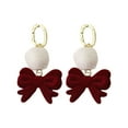 thumbnail image 1 of WILLBEST Boucles d'Oreilles en Velours Rouge avec Nœud pour Femmes Automne Hiver Bijoux de Mode Accessoires pour Cheveux, 1 of 9