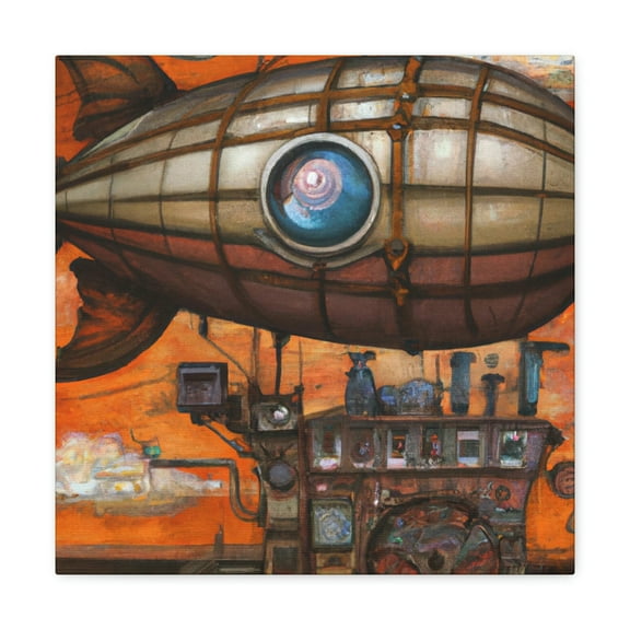Steampunk Blimp Descends - Canvas