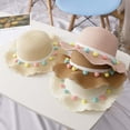 thumbnail image 2 of Odeerbi Summer Beach Hats for Boys Girls Woven Hat Bucket Hat Children's Colored Balls Bow Decorated Hat Rope Hat Sun Hat White, 2 of 3