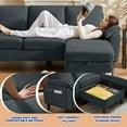thumbnail image 6 of Soscana Living Room Furniture 2 Piece Set,Sectional Sofa Couch with Storage Ottoman and Accent Chair,Dark Gray, 6 of 7